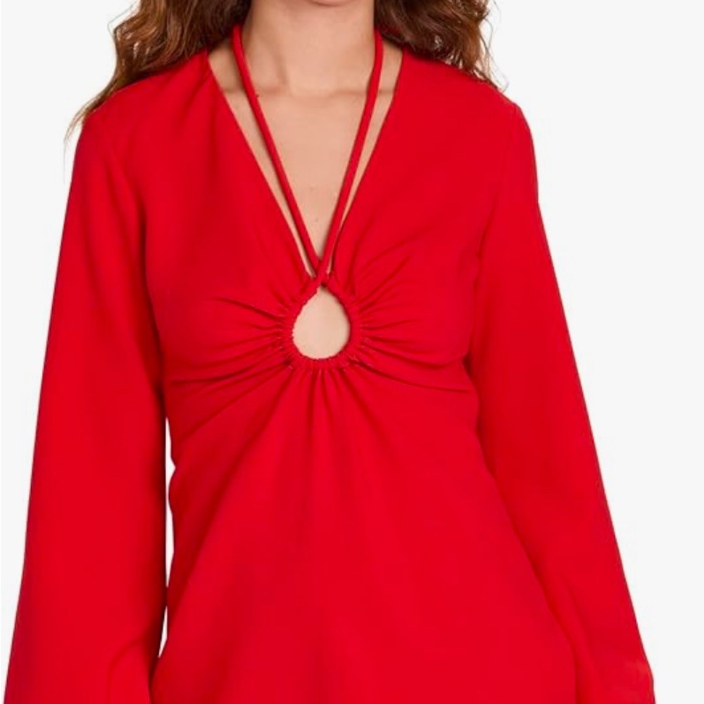 Chic Red Keyhole Dress